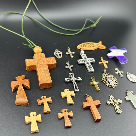 Lot Mix Cross Pendants Christian Religious Catholic Faith Vintage Now Handmade - Picture 2 of 14